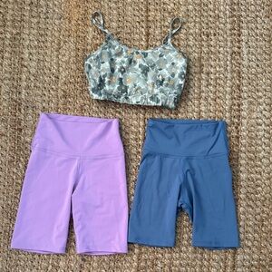Women's Blue and Purple Bike Shorts